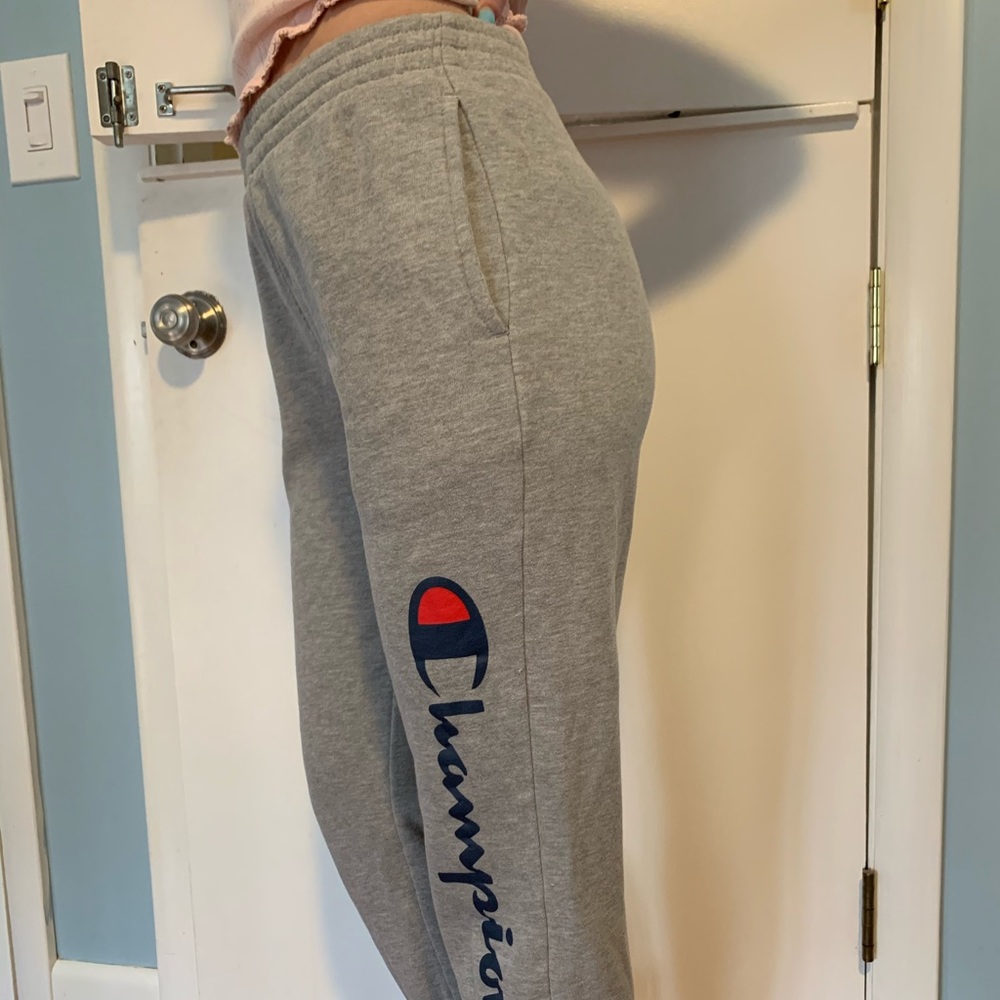 Champion Flock Script Grey Jogger Sweatpants